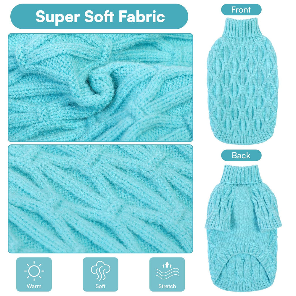Queenmore medium dog sweater Lake Blue side view highlights comfortable fit for movement.