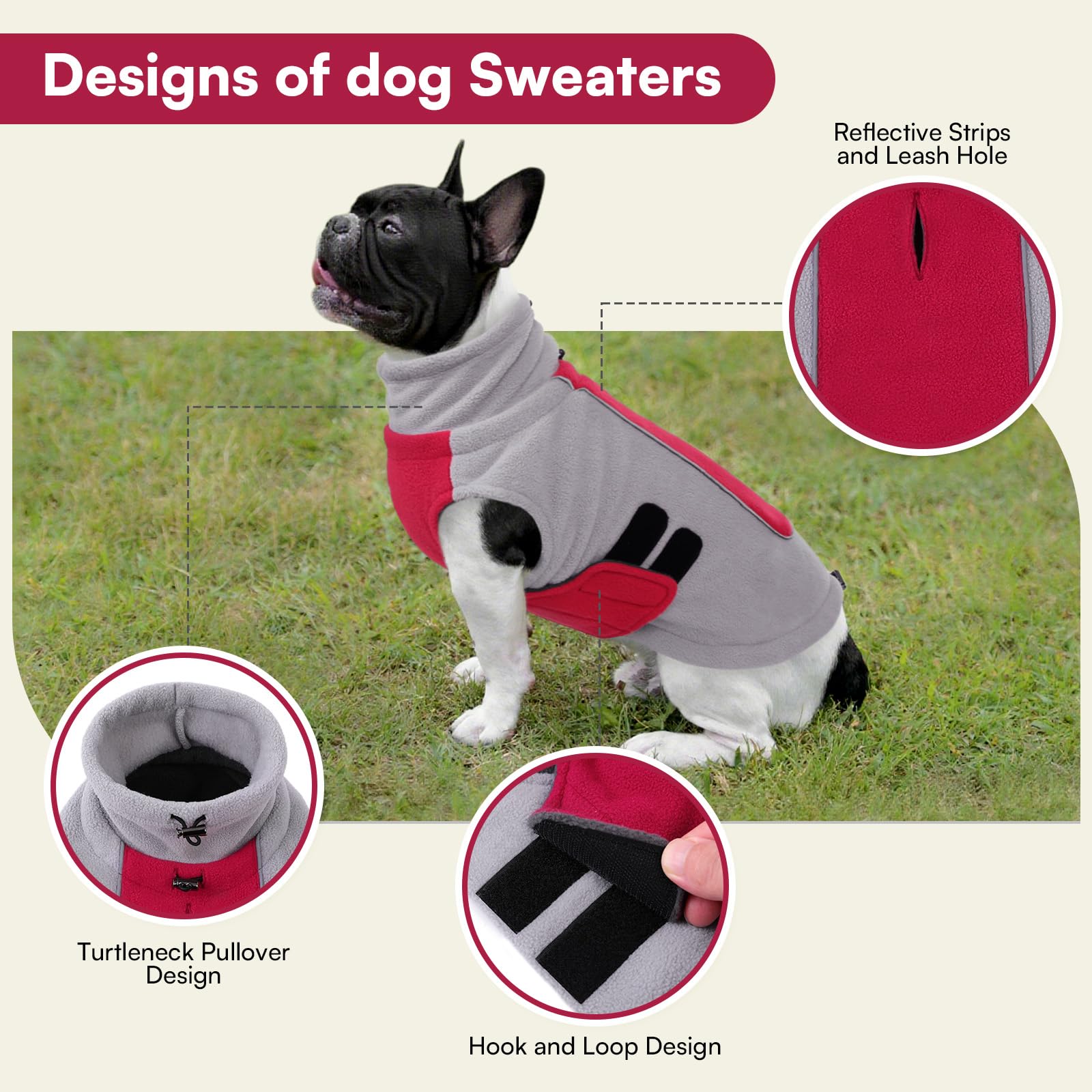 Queenmore pullover dog sweater turtleneck abdomen-adjustment simplifies quick fits.