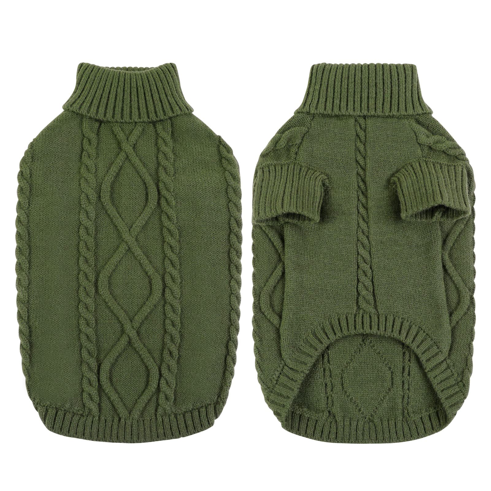 Queenmore small dog pullover Army Green side view shows snug warmth for outdoor walks.