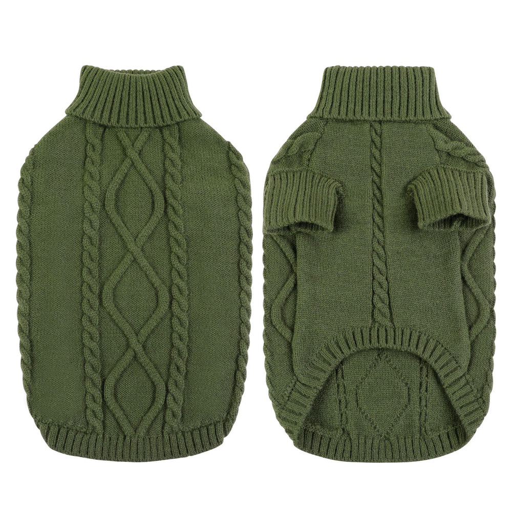 Queenmore small dog pullover Army Green side view shows snug warmth for outdoor walks.