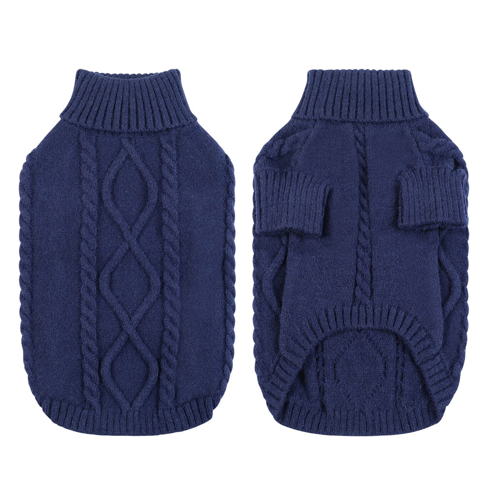 Queenmore dark navy knit close-up reveals rib cuffs and secure fit.