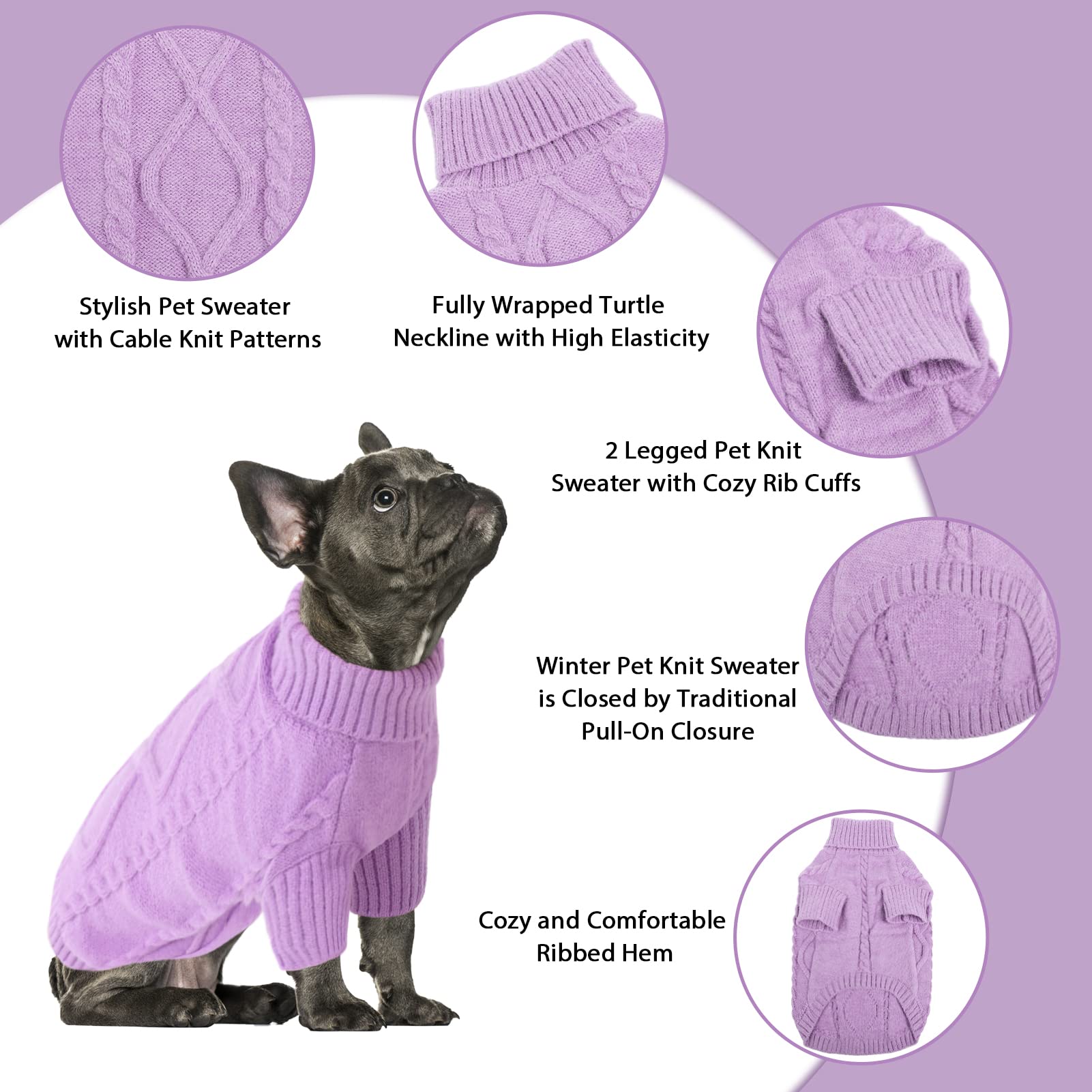 Queenmore small dog pullover sweater with full wrap around neck, chest and belly.