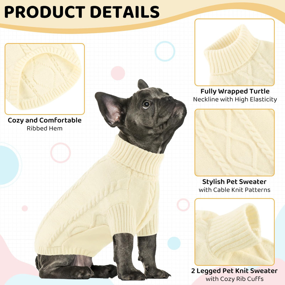 Queenmore small dog pullover sweater knit-detail highlights thick cozy texture