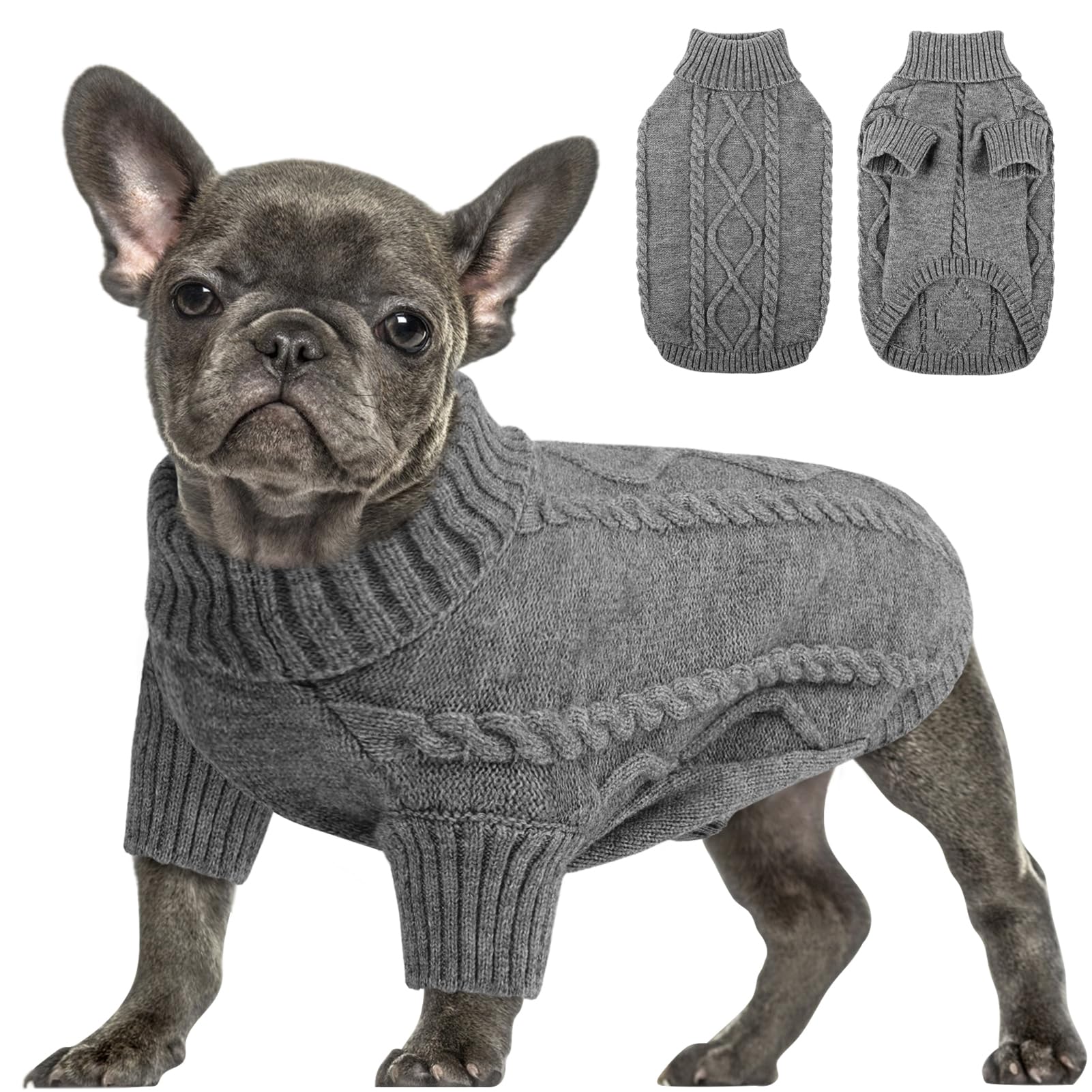Queenmore small dog pullover knit-detail shows thick, warm yarn