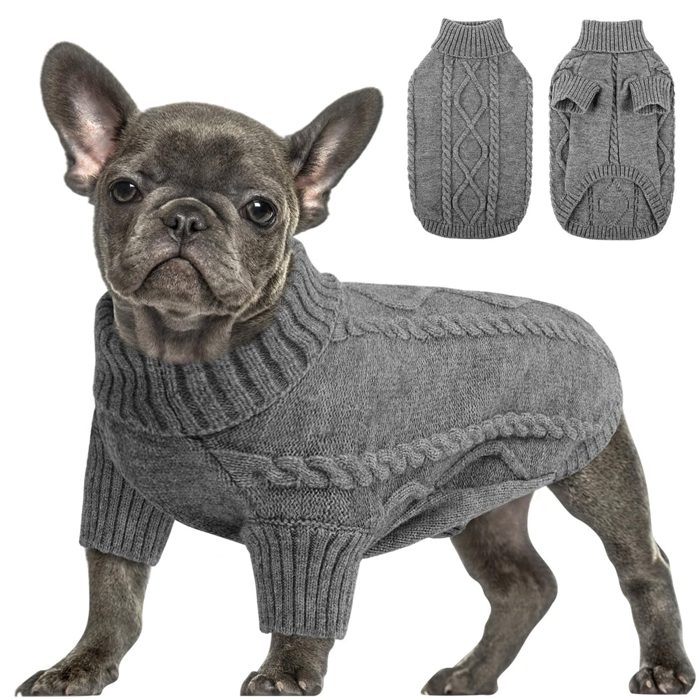 Queenmore small dog pullover knit-detail shows thick, warm yarn