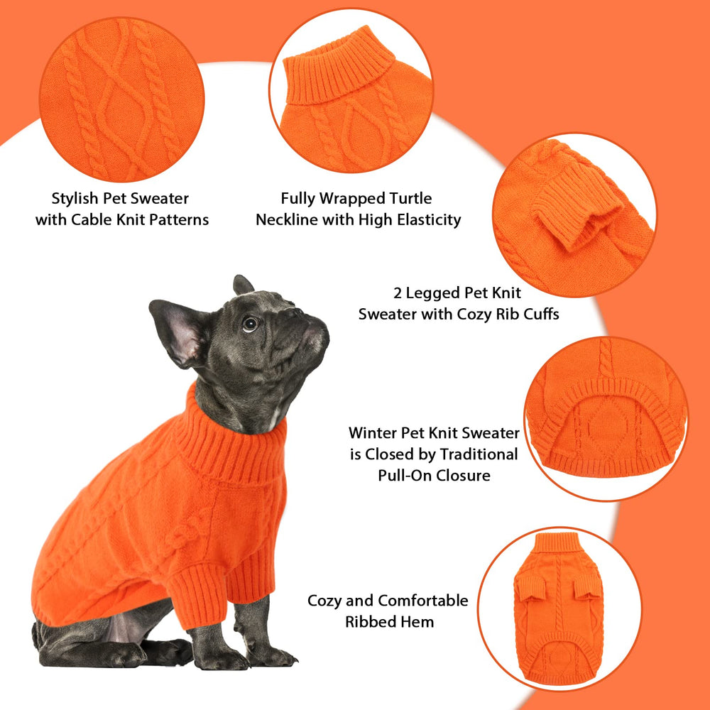 Queenmore small dog pullover sweater orange back view shows full coverage.