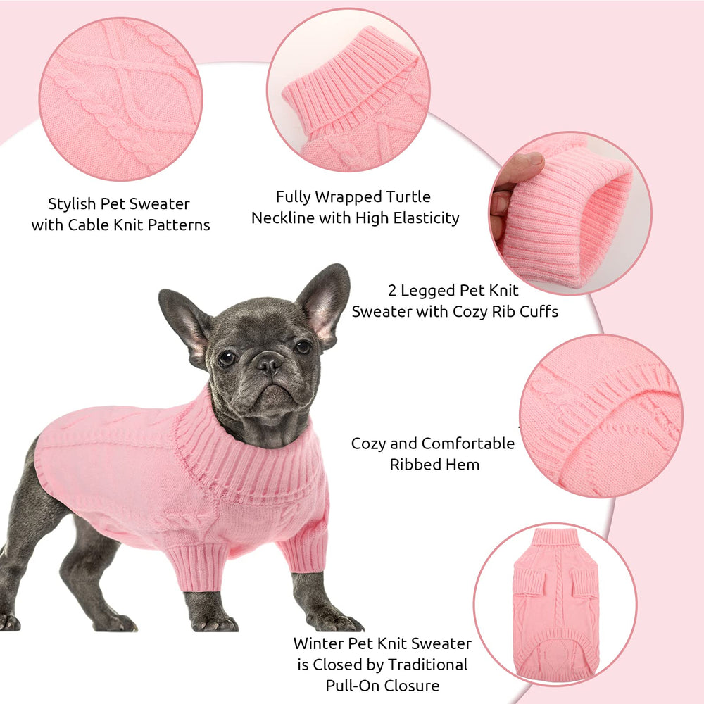 Queenmore small dog pullover sweater pink closeup knit texture and softness