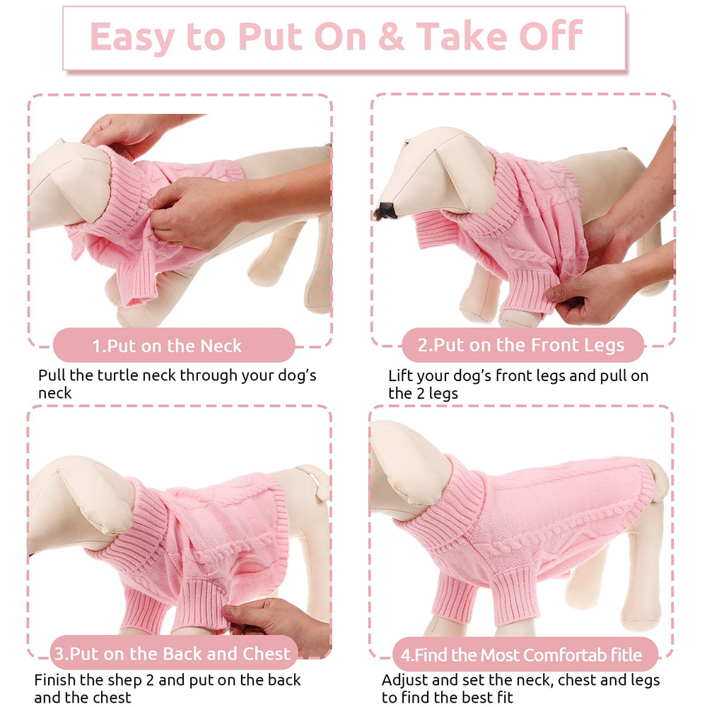 Queenmore small dog pullover sweater pink rib cuffs and hem detail