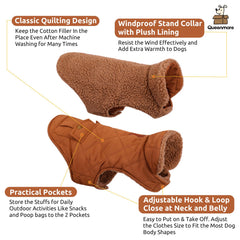 Queenmore warm coat leash hole back—keep your dog close during strolls with a stylish jacket.
