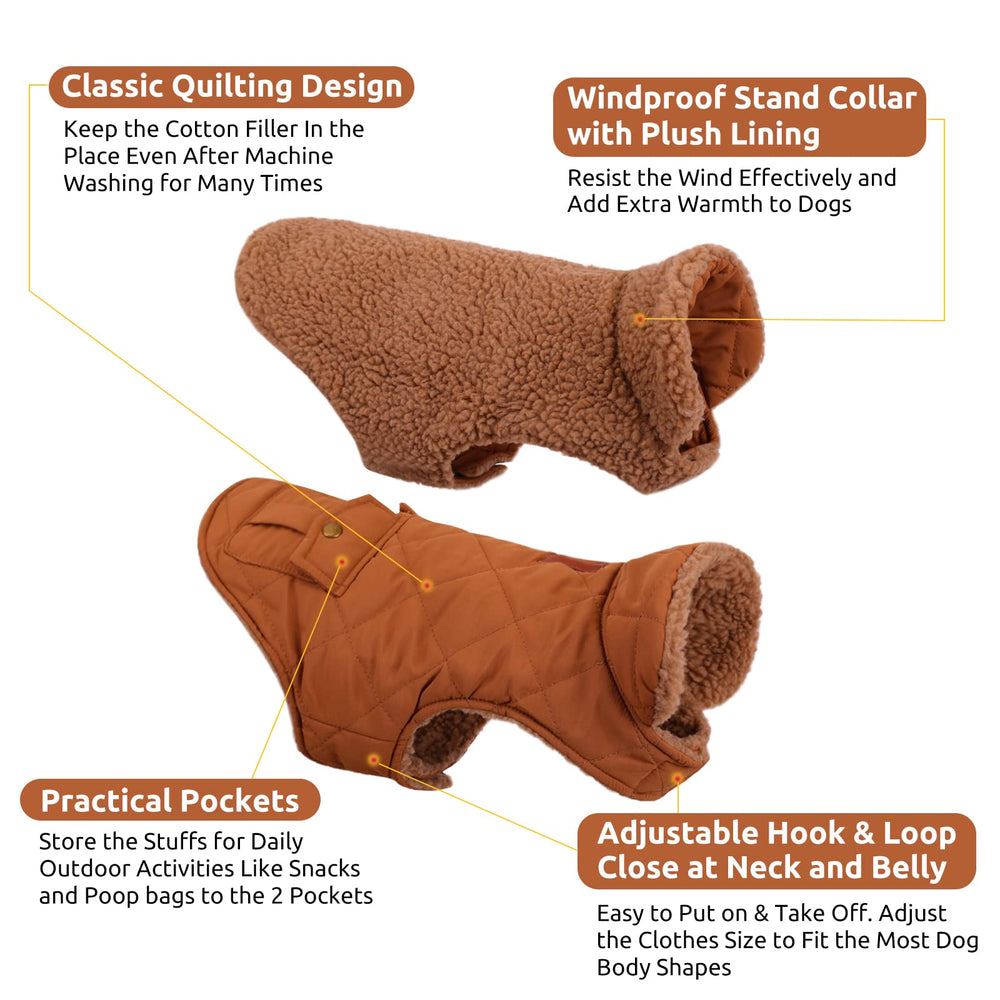 Queenmore warm puffer dog coat leash hole enables secure, close walks