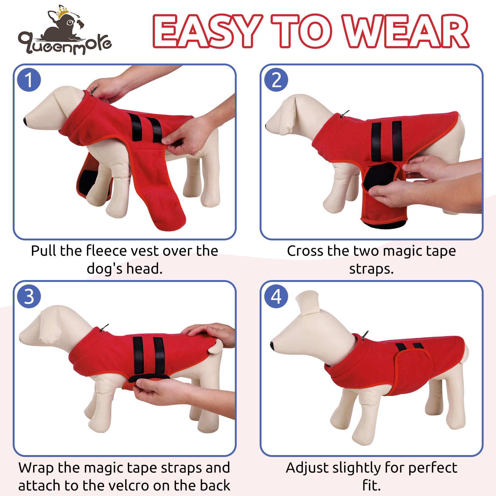 Queenmore winter dog clothes easy-on-off pullover design