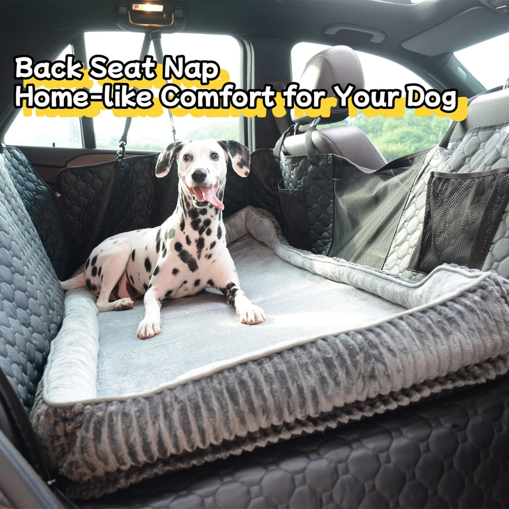 QUIBBLICK Backseat Pet Bed Mat vacuum-pack demonstrates compact storage and transport.
