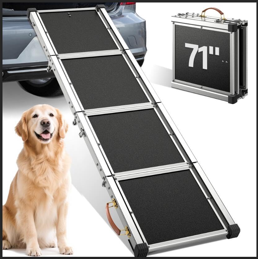 Quietex dog ramp 71in long surface for gentle incline and easier climbs