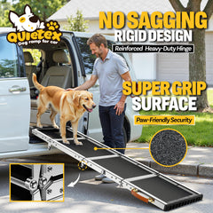 QUIETEX folding dog ramp compact storage in the trunk