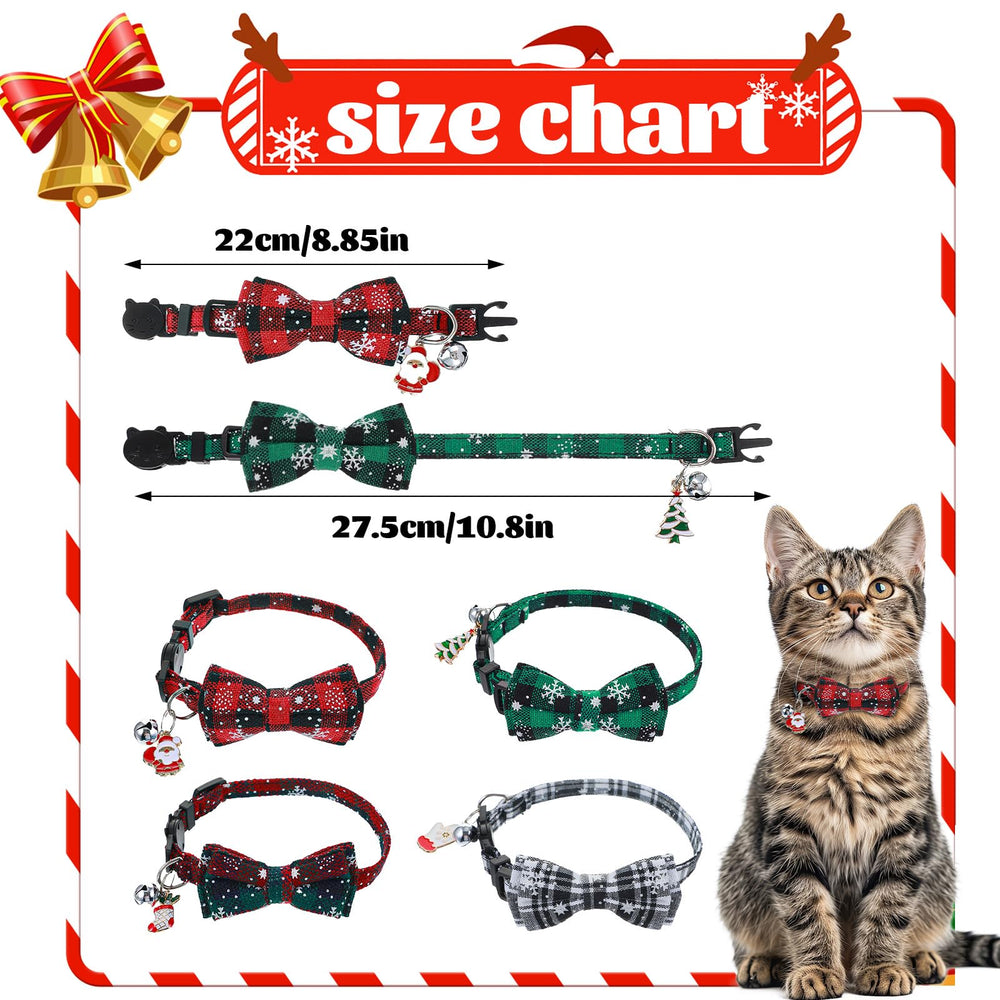 Quilax red-green collar with bow-tie and bell for cute holiday looks.