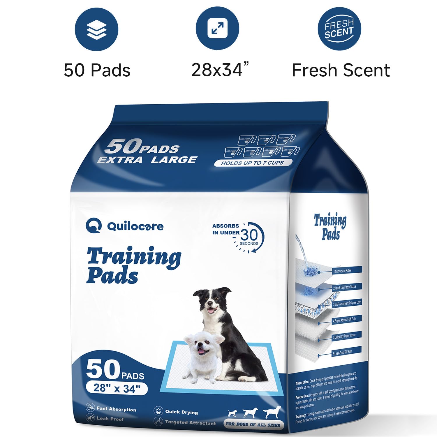Q Quilocare 28x34 large pads save time with fewer changes per day.