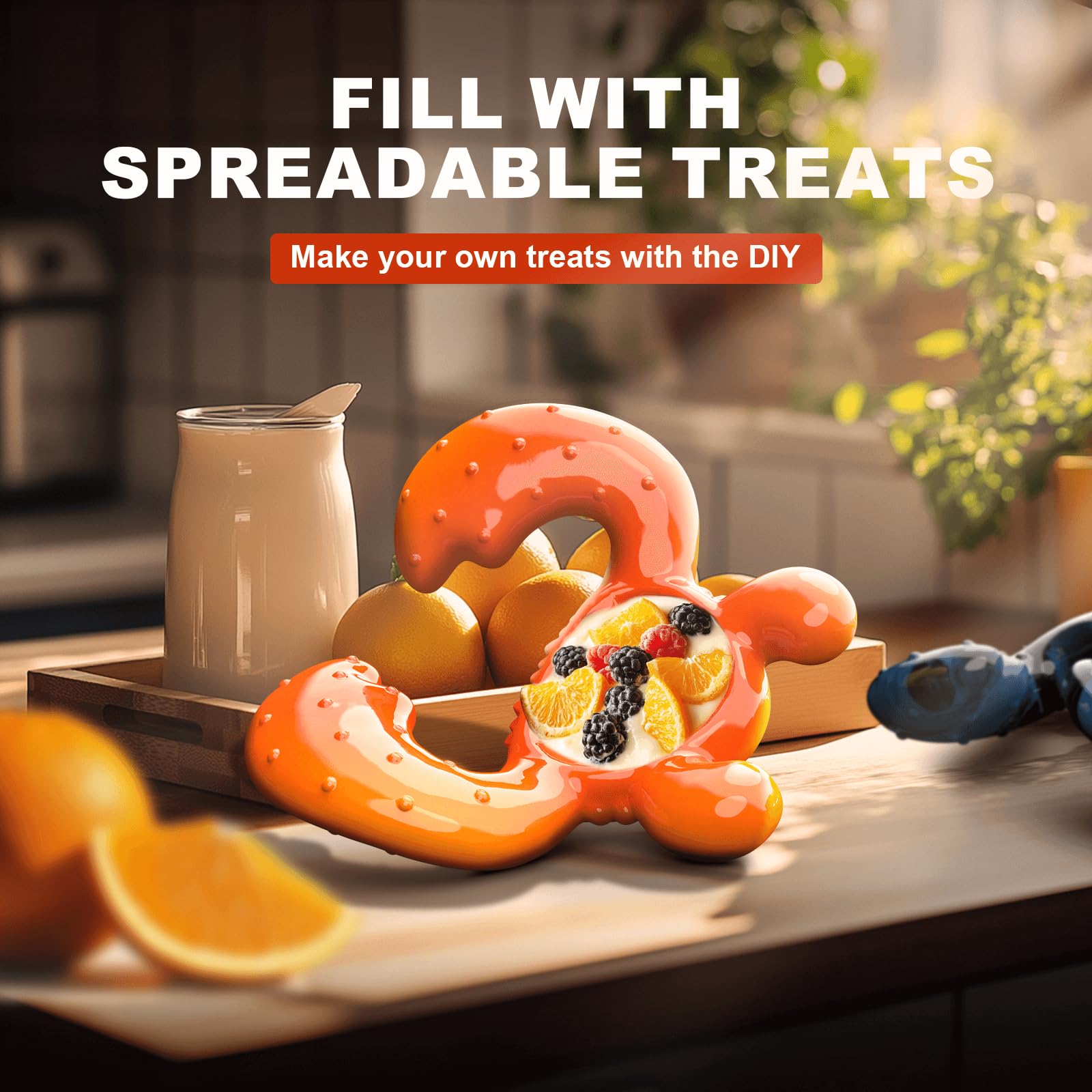 Quizvi dog chew toy bone shape in action, designed for long-lasting chewing enjoyment.