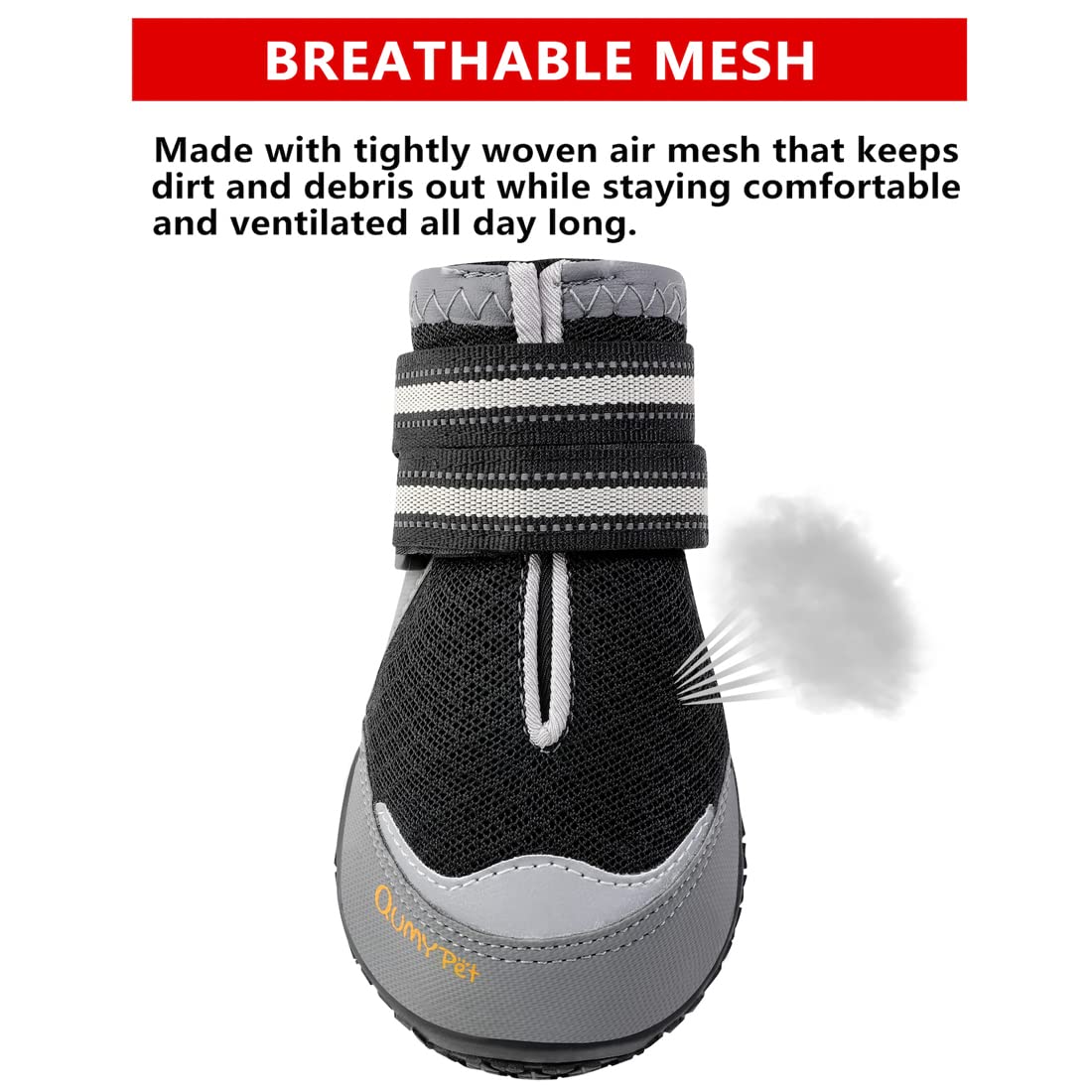 QUMY boots with adjustable Velcro straps ensure a secure fit.