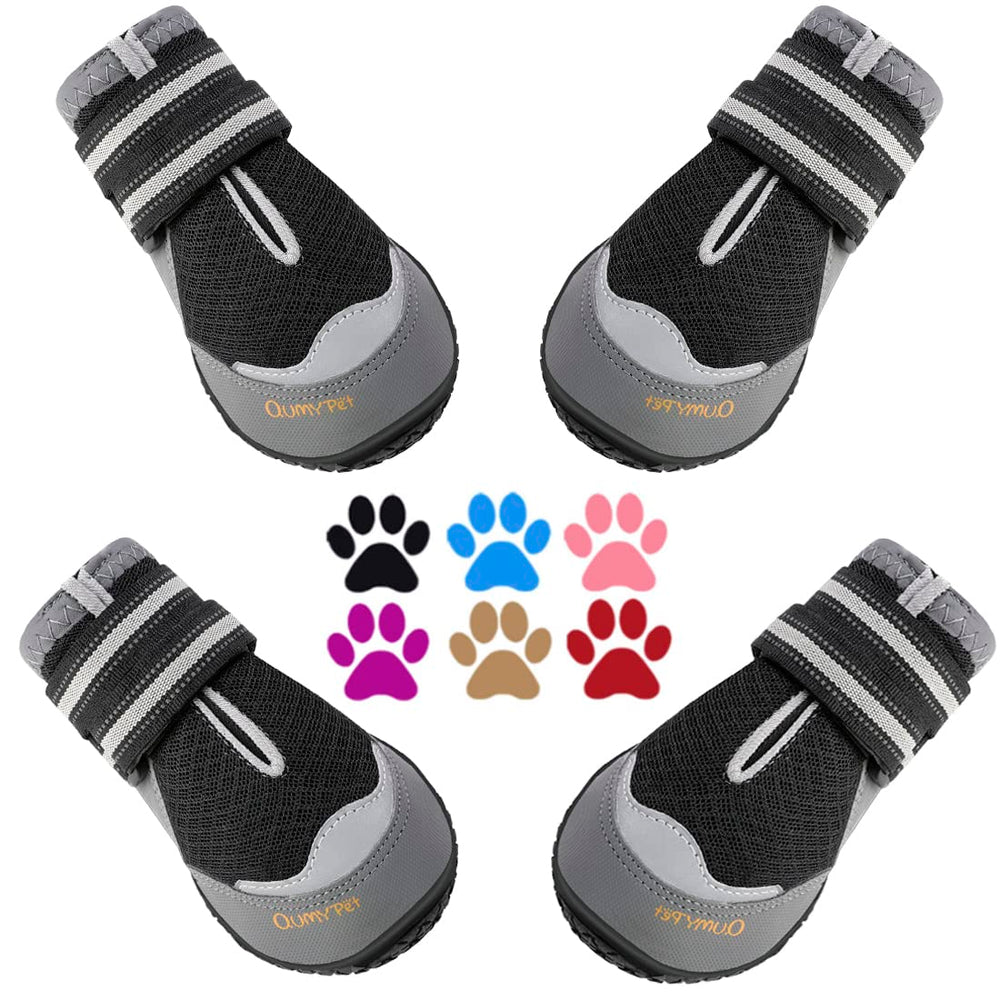 QUMY dog boots size 6 for large dogs with paw protection on outdoor walks.