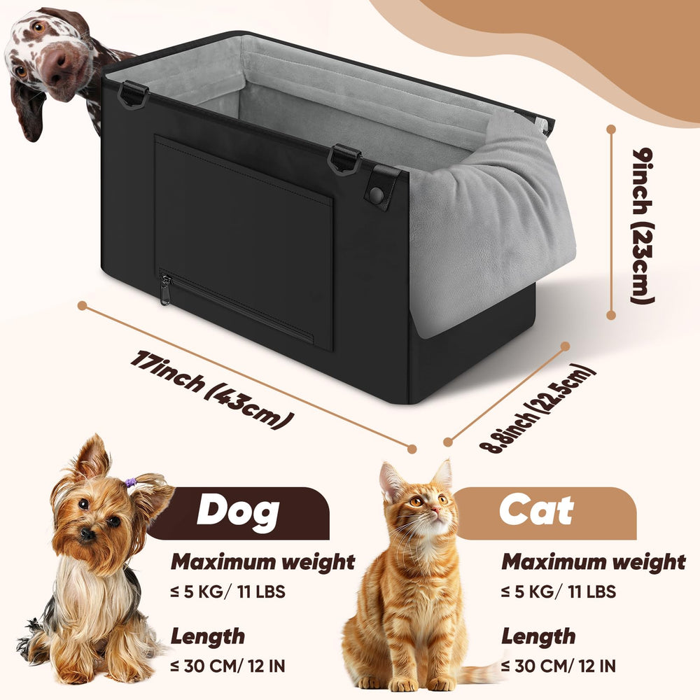 QUMY dog car seat side-pocket-design stores treats and waste bags for errands