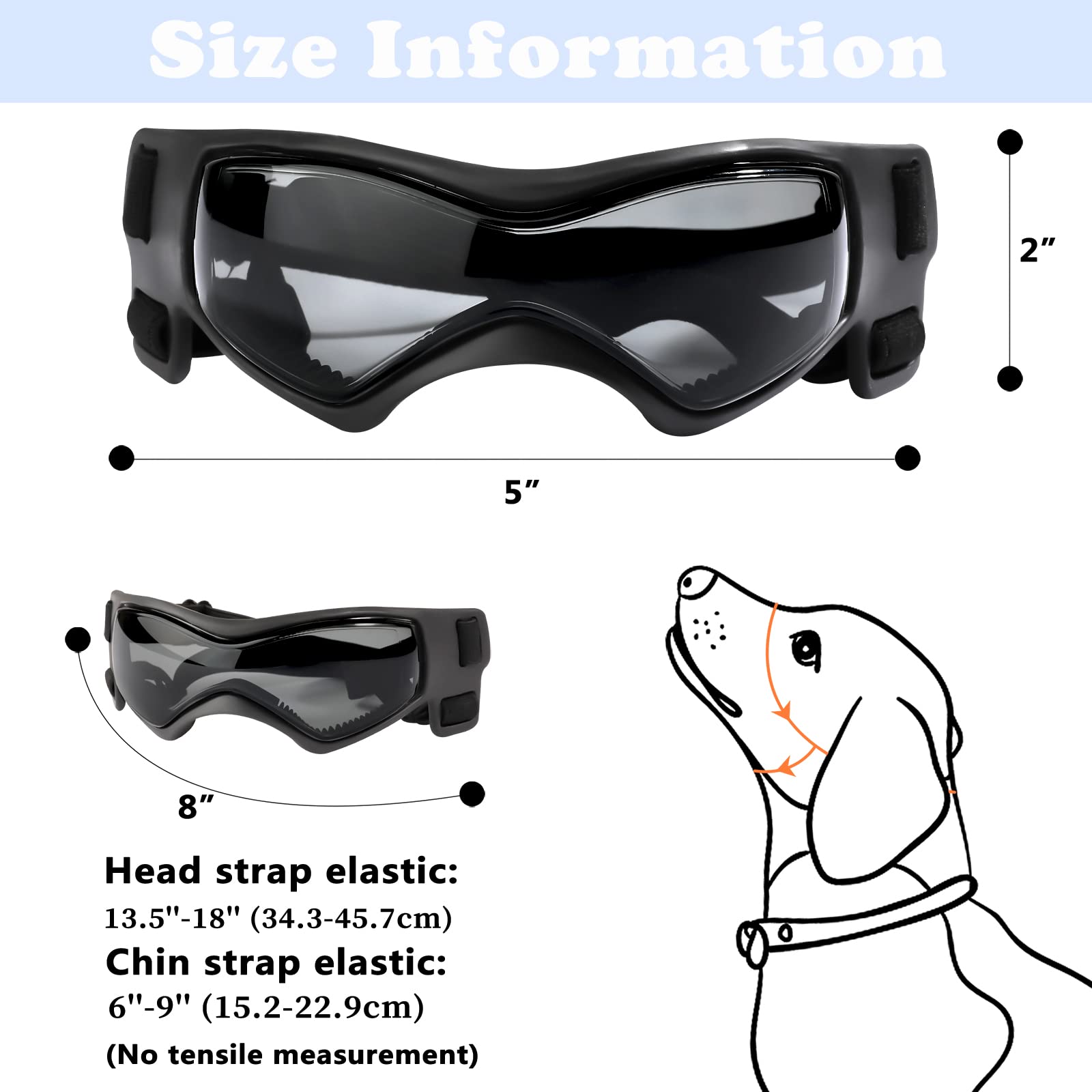 QUMY dog goggles soft-frame design with vents for airflow.