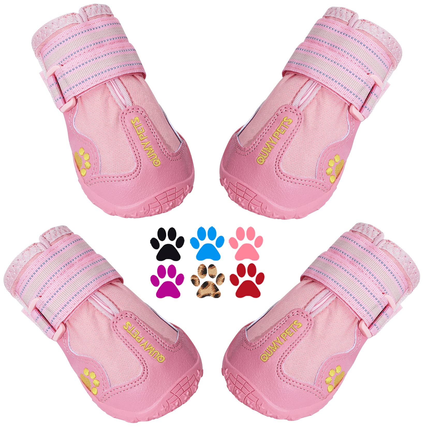 QUMY dog shoes measure paws for accurate sizing and secure fit.