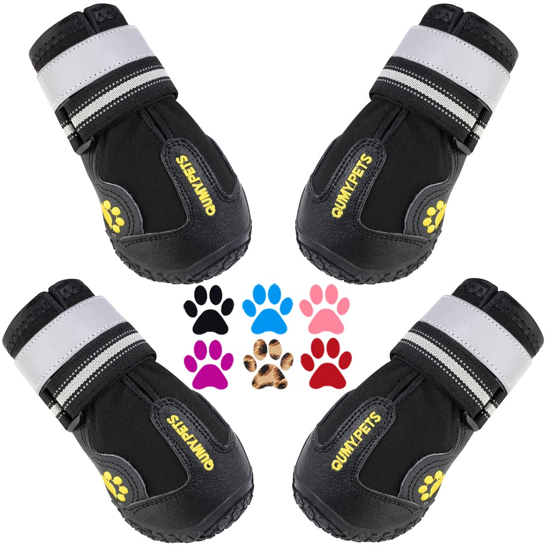 QUMY dog shoes measurement guide for a secure, comfortable fit on large dogs.