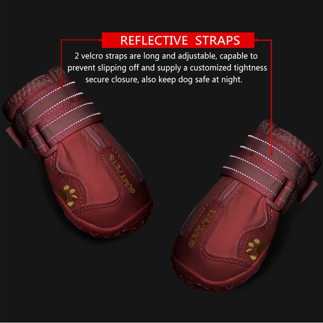 QUMY dog shoes paw-embroidery adds fashionable detail while protecting paws.