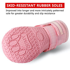 QUMY dog shoes use durable fabrics for long-lasting protection.