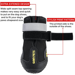QUMY dog shoes with rugged slip-proof sole for stable traction.