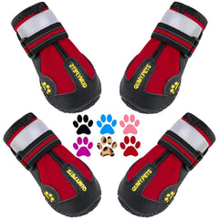 QUMY dog shoes with wide seam opening for easy on/off during outdoor walks.