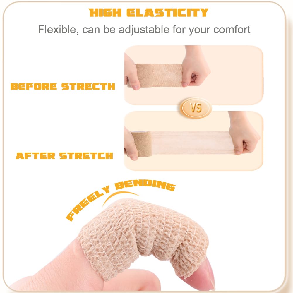 QUMY self-adhesive bandage wrap pink roll provides gentle touch and easy tear for quick fixes.
