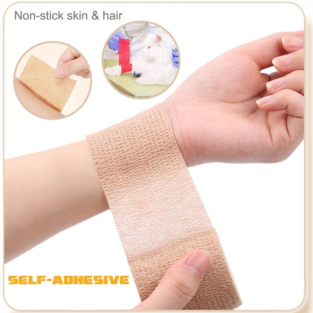 QUMY self-adhesive bandage wrap red roll suits fast application during minor injuries and sports.