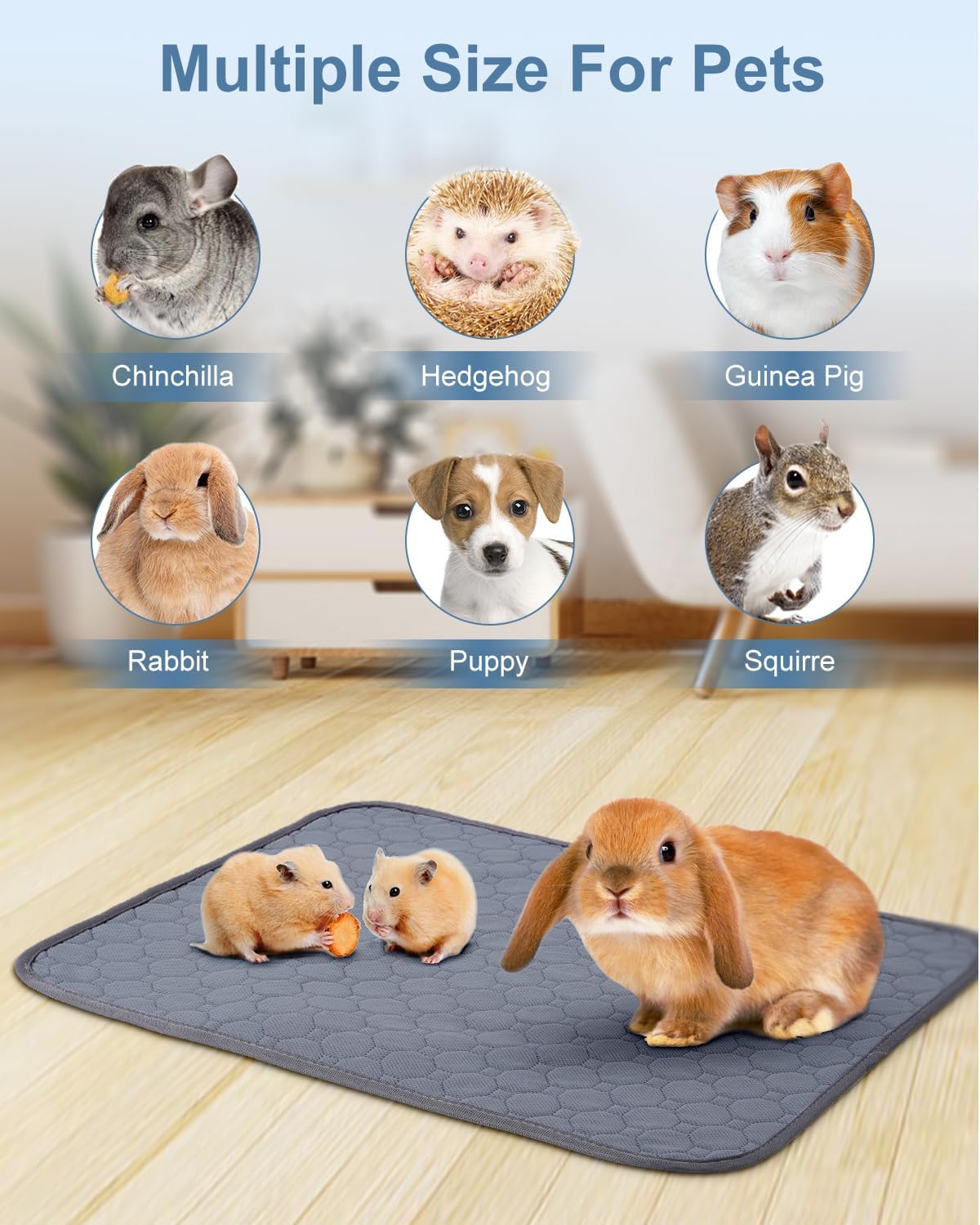 QUNAOAL washable guinea pig liner viewed from top showing absorbent construction.