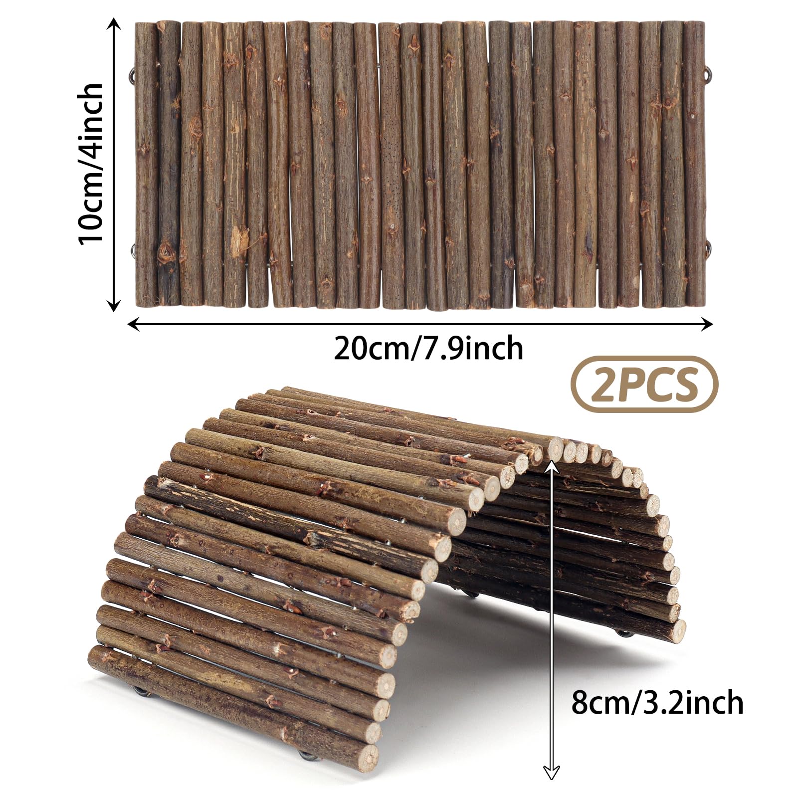 QUOZUO bendable apple wood bridge shown in two-pack configuration for cages.