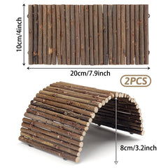 QUOZUO bendable apple wood bridge shown in two-pack configuration for cages.