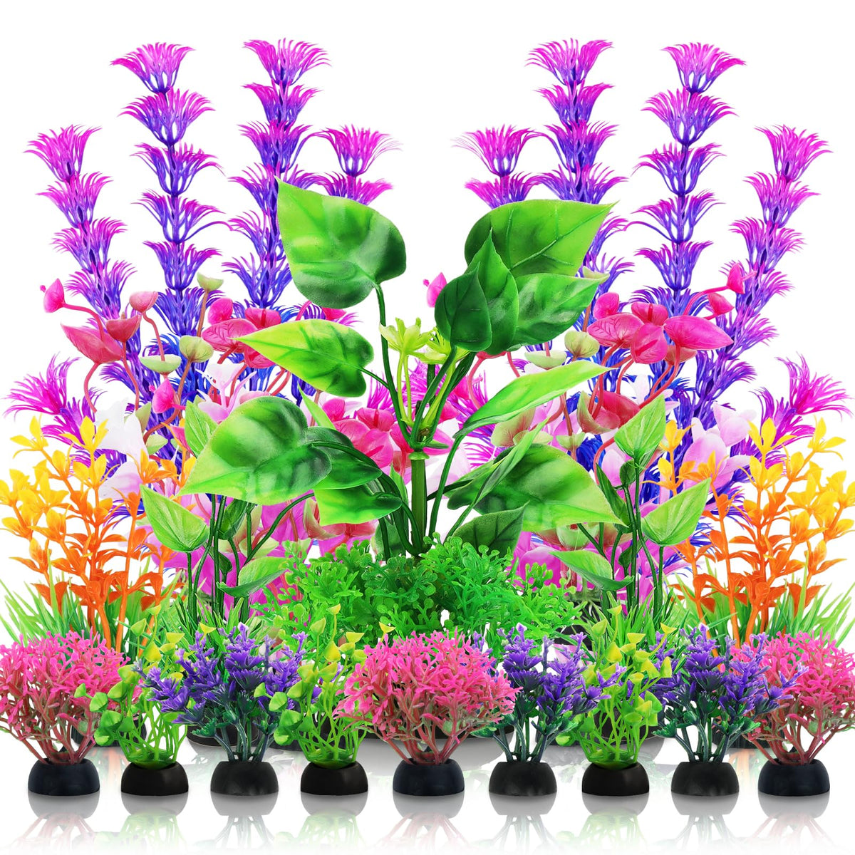 QUOZUO aquarium decor plants 20pcs green pink blue orange add vibrant color and hiding spots.