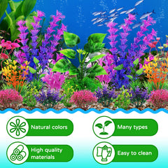 QUOZUO aquarium decor plants with pedestals keep plants grounded and prevent float.