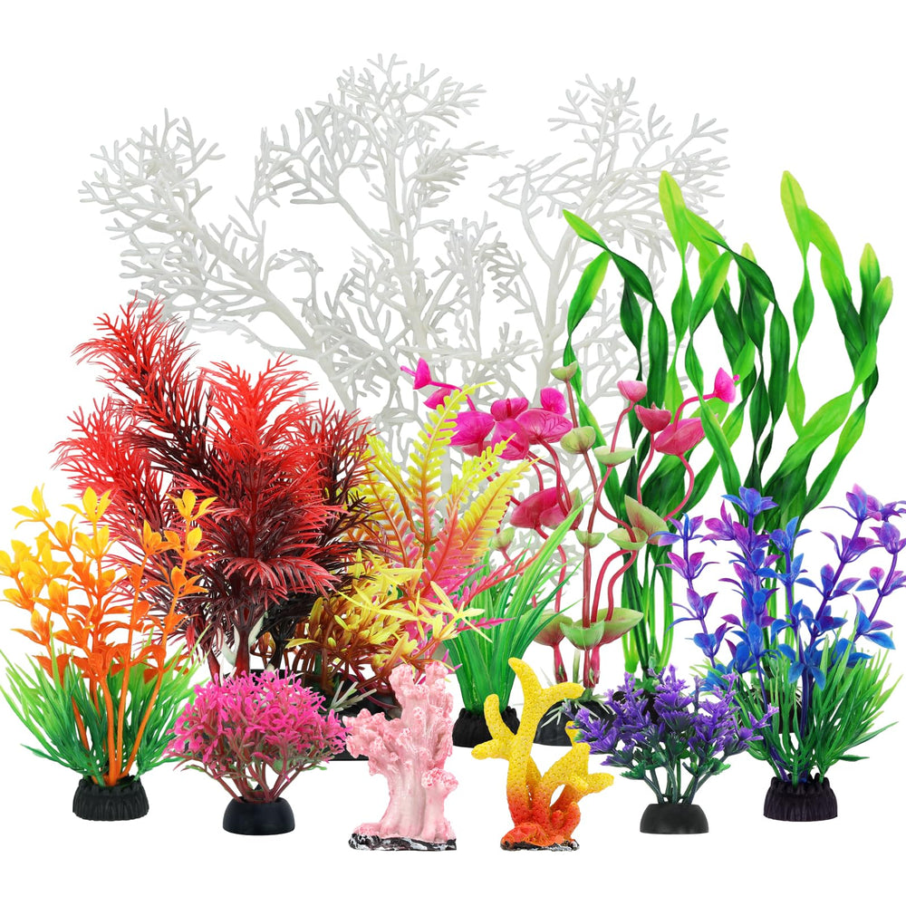 QUOZUO aquarium decorations plants multicolor greens and reds enhance tank aesthetics