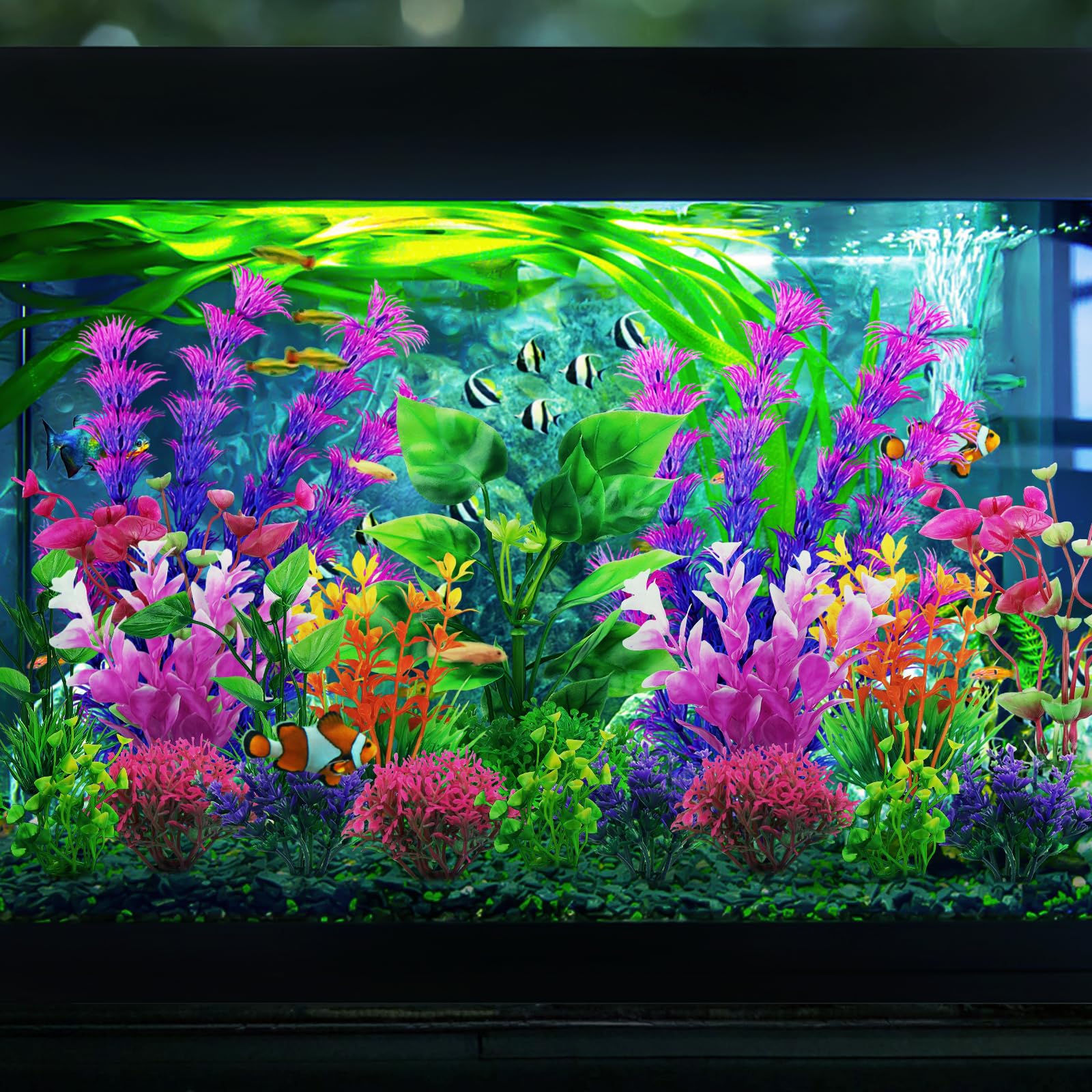 QUOZUO aquarium plants varied sizes from 2 to 7.9 inches fit many tanks.