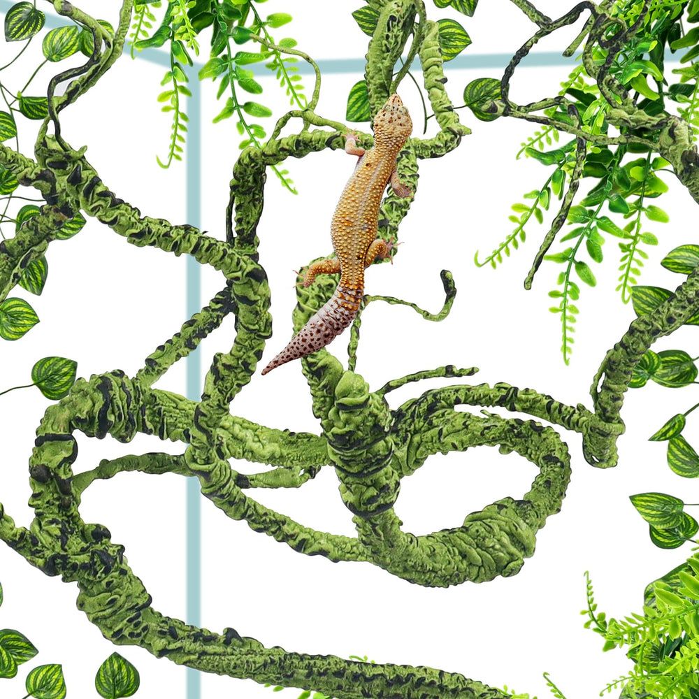QUOZUO artificial leaves with reptiles hide create secure cover and enrichment.