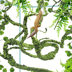 QUOZUO artificial leaves with reptiles hide create secure cover and enrichment.