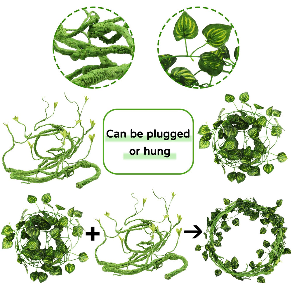 QUOZUO jungle vine with leaves adding natural hiding spots and decor