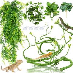 QUOZUO Bearded Dragon tank hanging plants for natural enrichment and arboreal reptile exploration