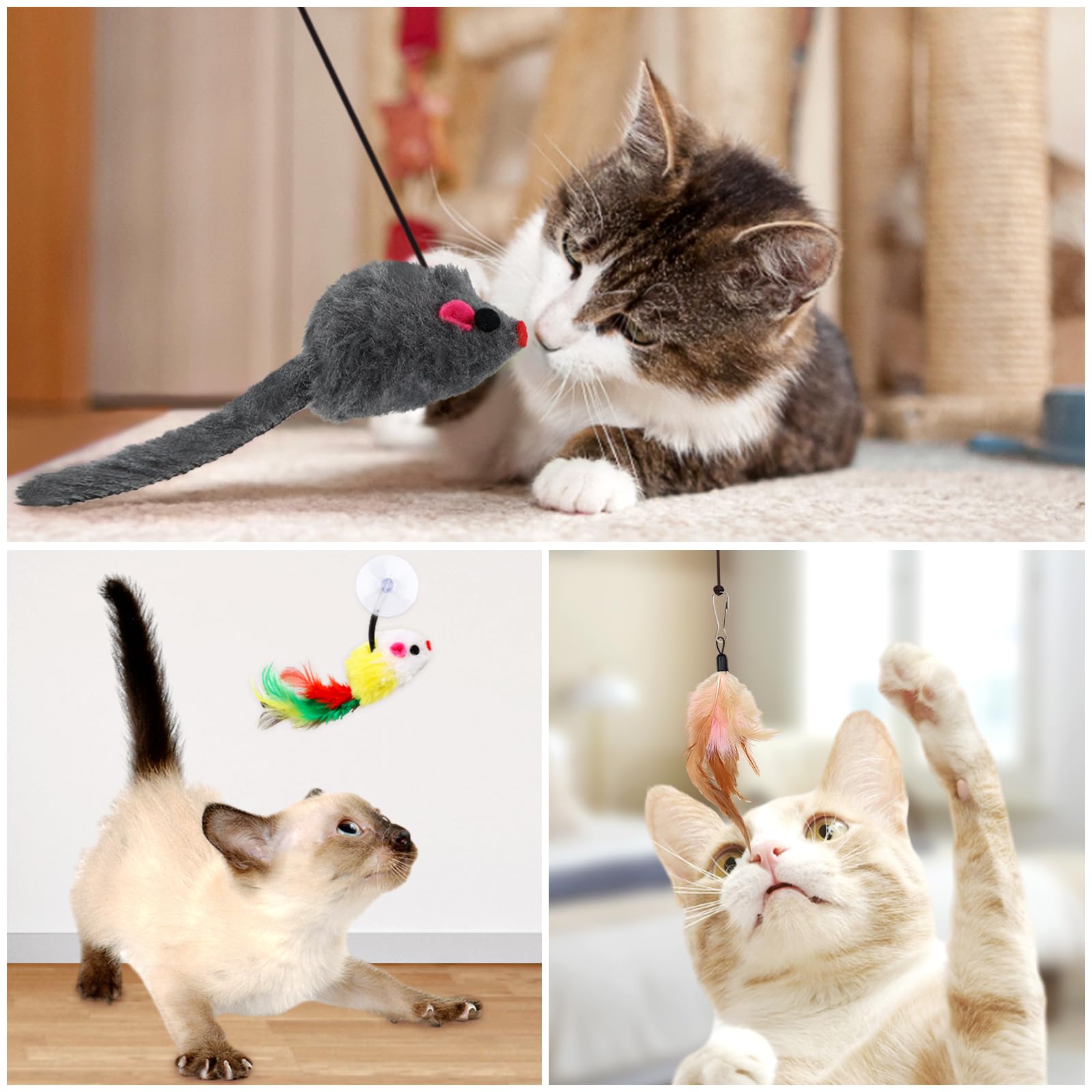 QUOZUO cat toy wand refill butterfly adds fluttering motion to engaging playtime.