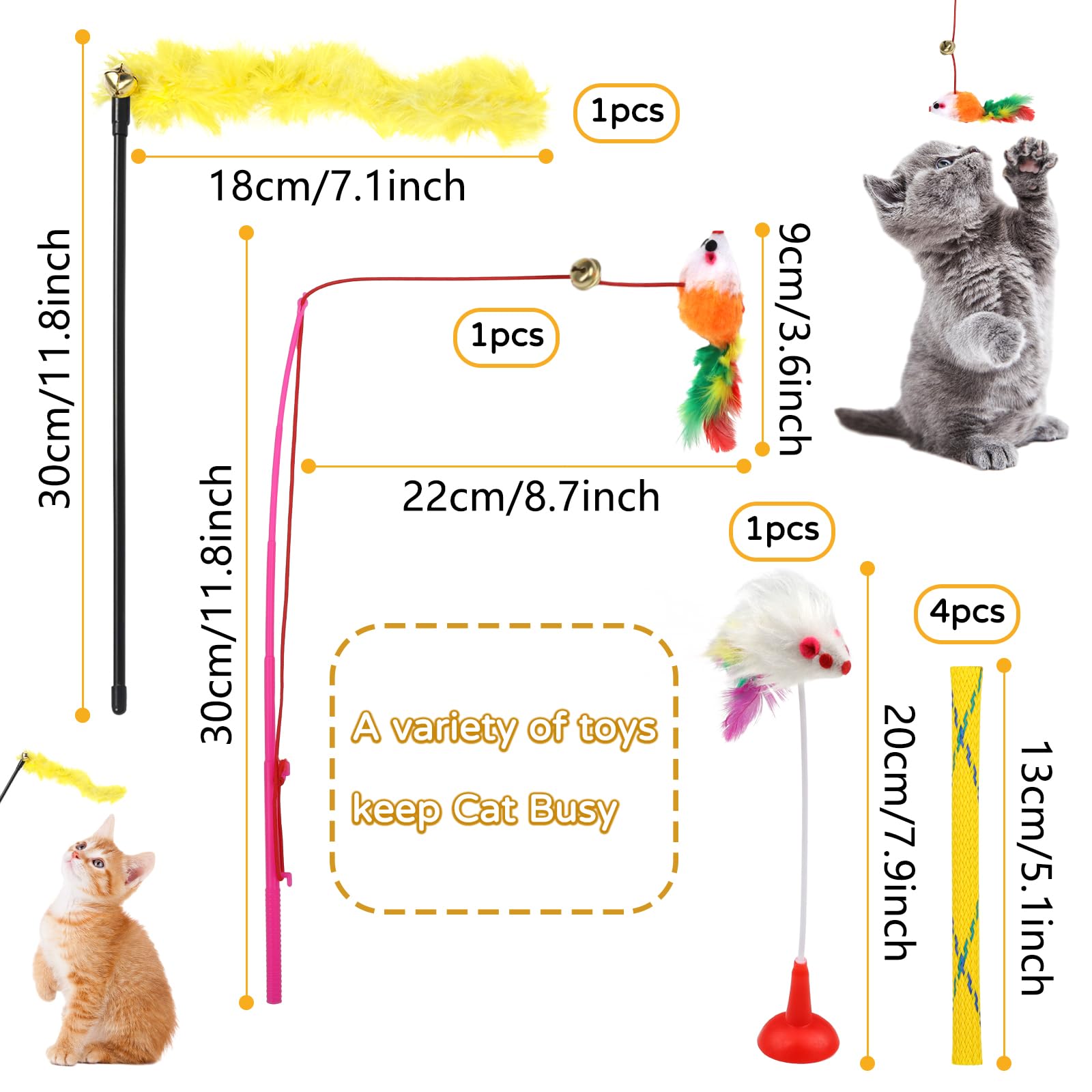 QUOZUO cat wand toy enables interactive play for multiple cats.