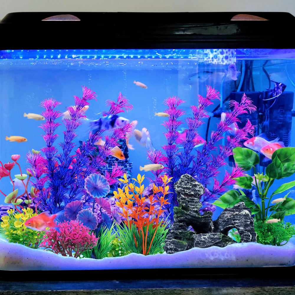 QUOZUO fish tank decor setup-2—varied heights create layered underwater scenery.