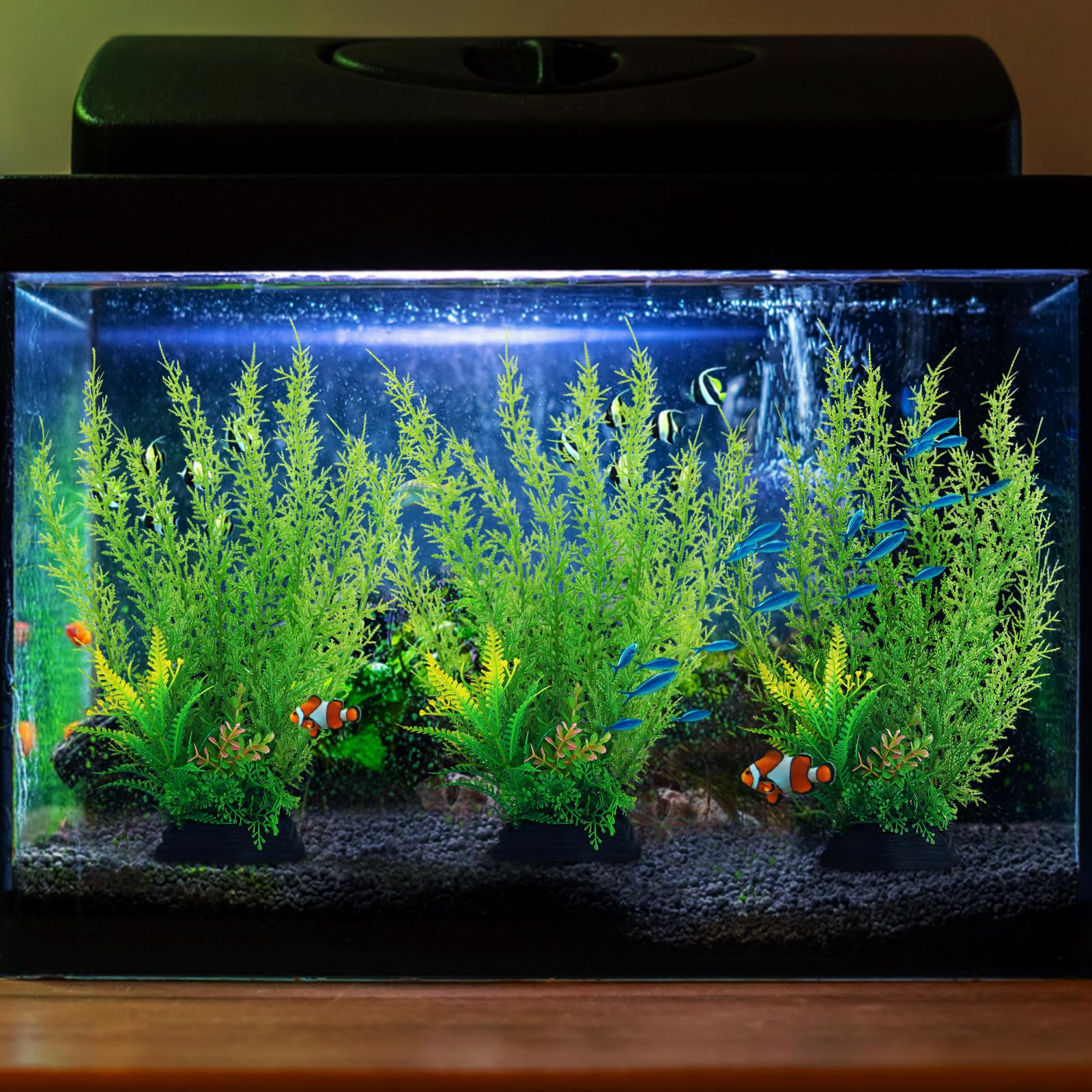QUOZUO fish tank decor soft leaves provide hiding spots for shy fish