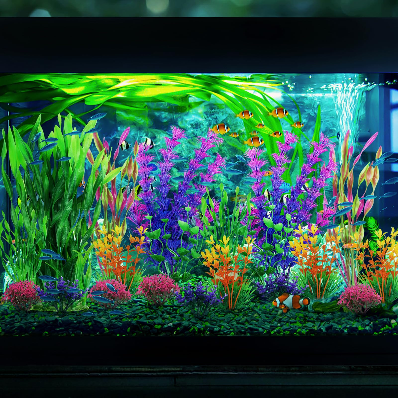 QUOZUO plastic plants resist fading and keep water visually clean.
