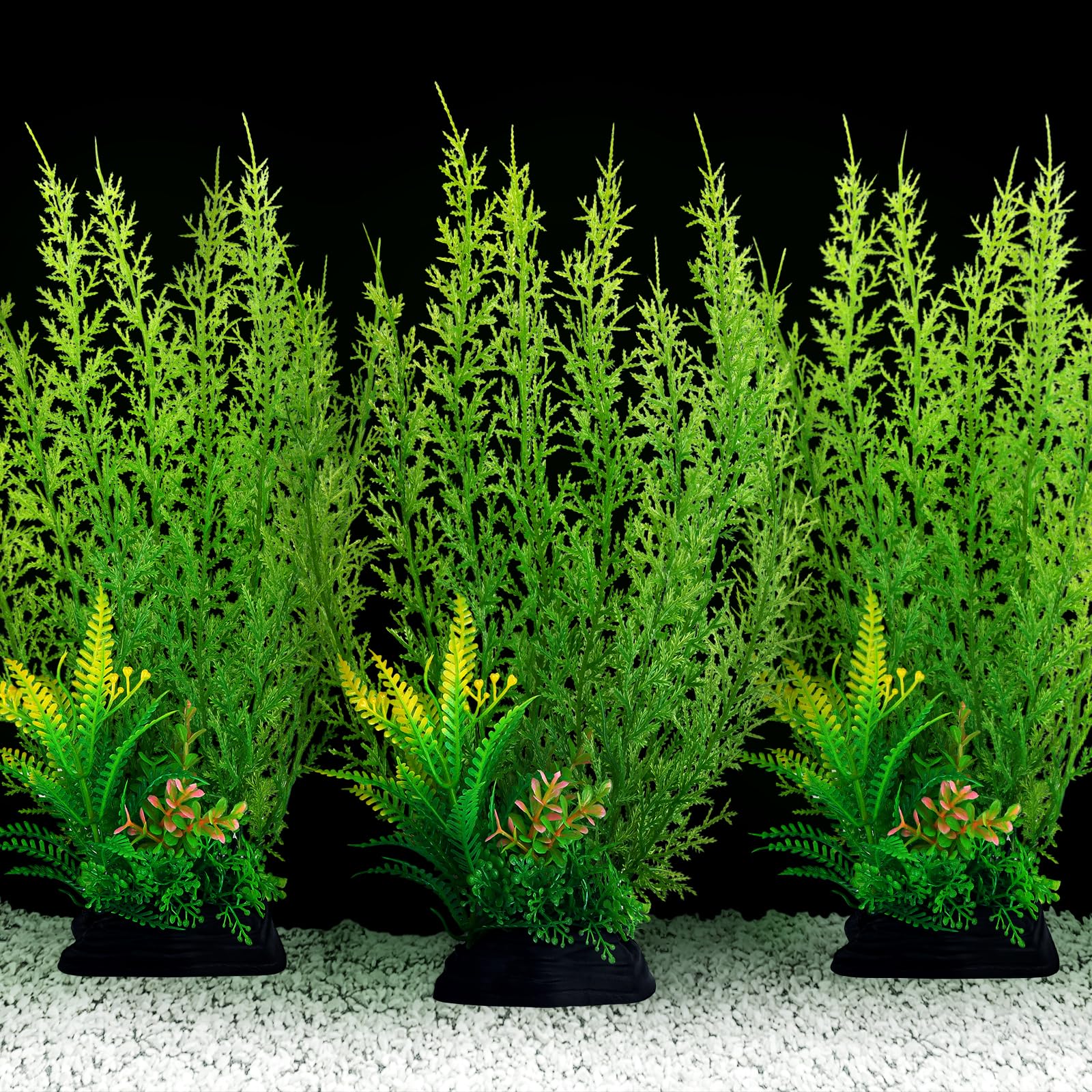QUOZUO fish tank plants green 3pcs ensemble 12in adds natural look and easy maintenance